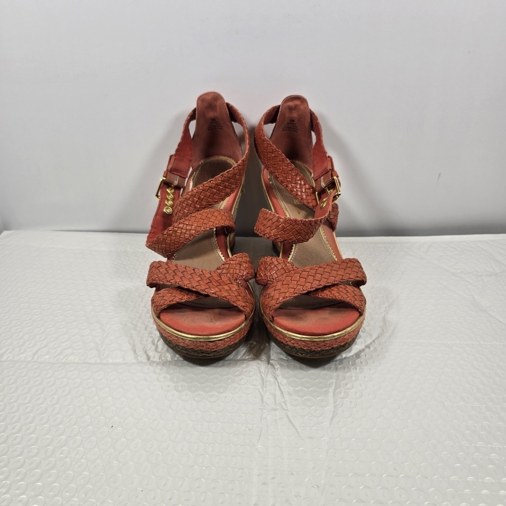 Sperry Espadrille Wedge Sandal Womens 8M Orange Harbordale Woven High Heel